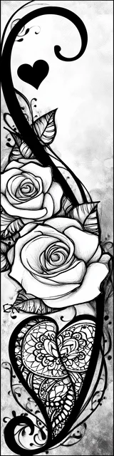 Free colorable bookmarks of decorative roses